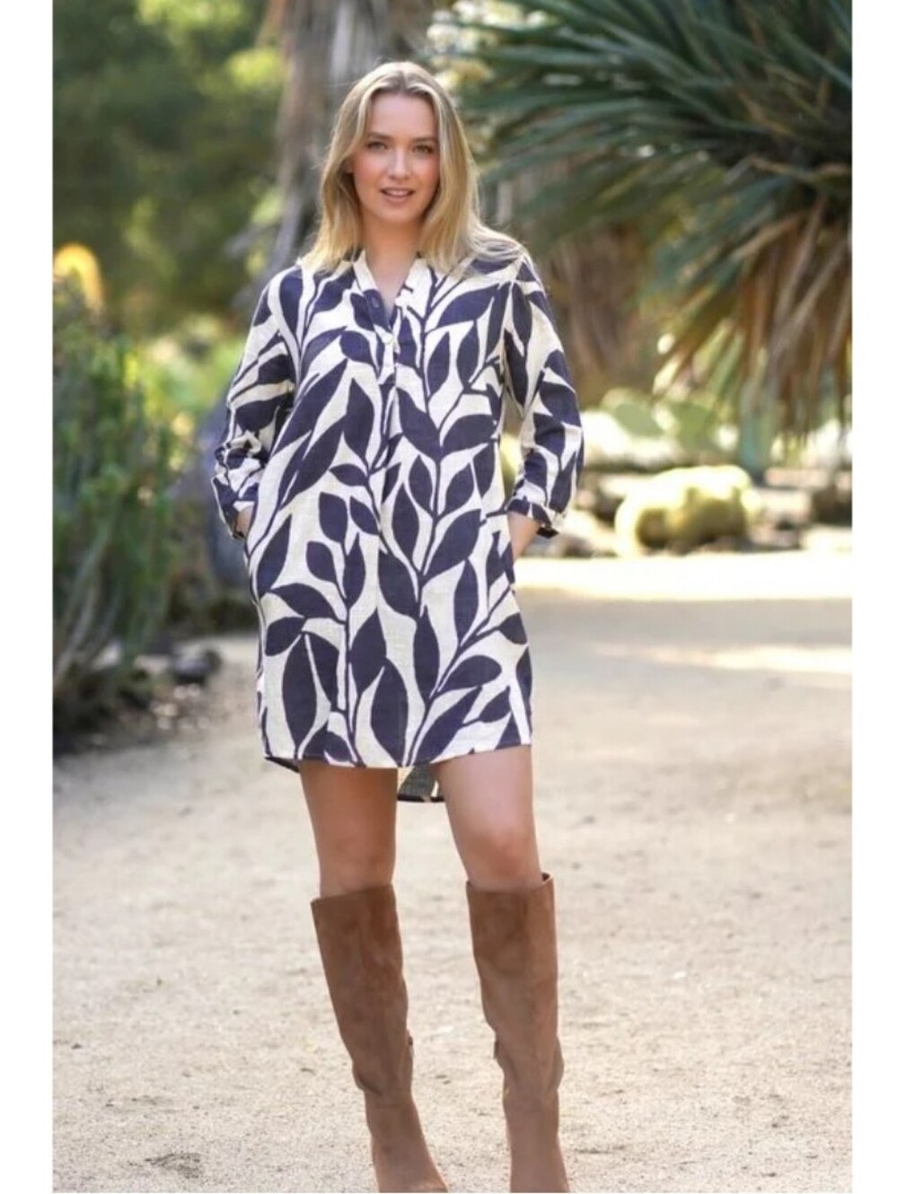 Dolma Navy Beige Tunic Georgia Bailey CottonDress Above Knee